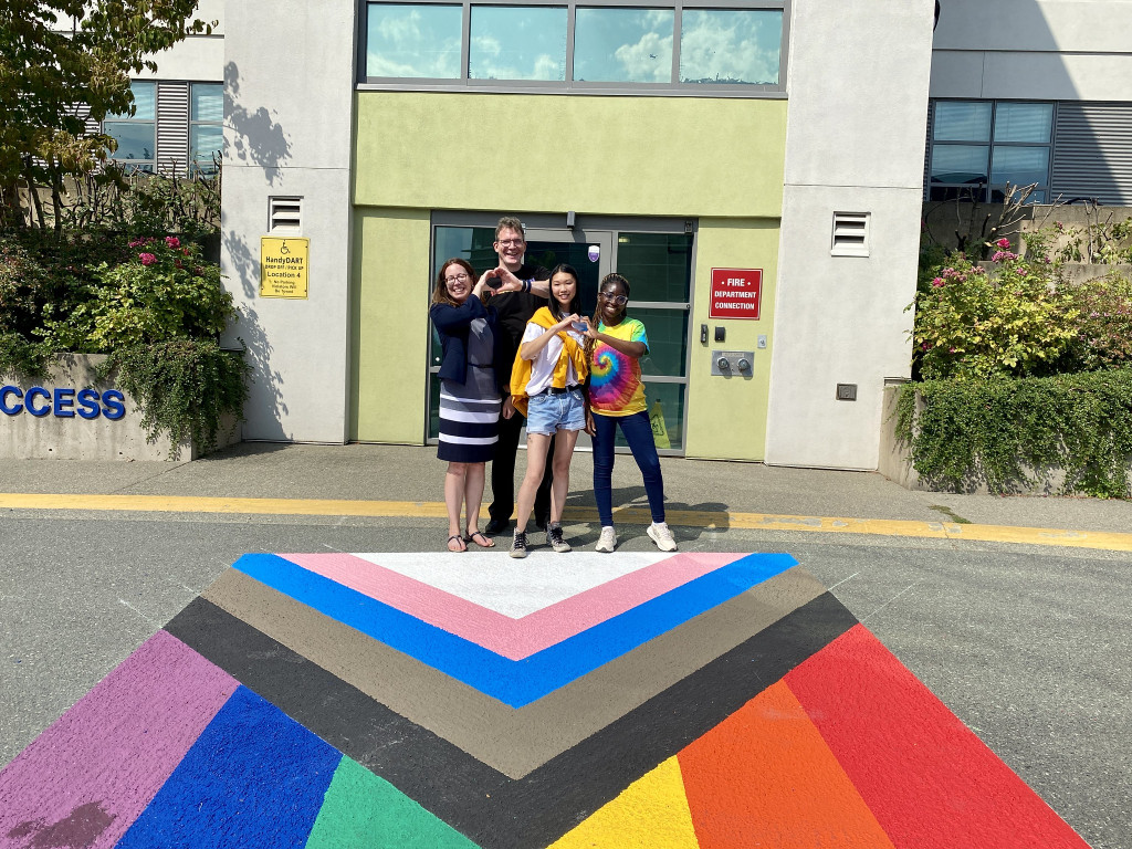 Pride crosswalk with group 