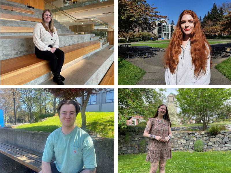 Collage of four student portraits - three women and one man.