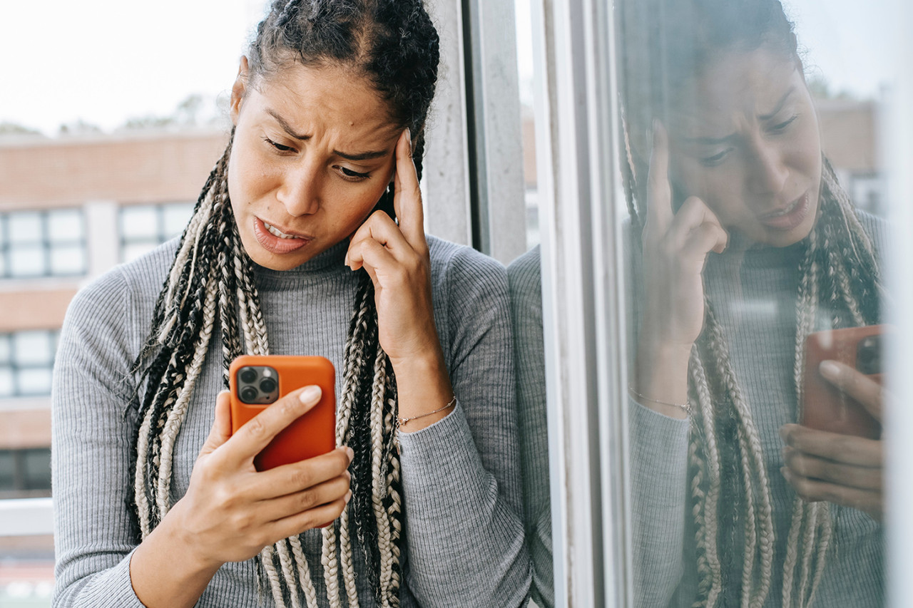 A student talks on cell phone