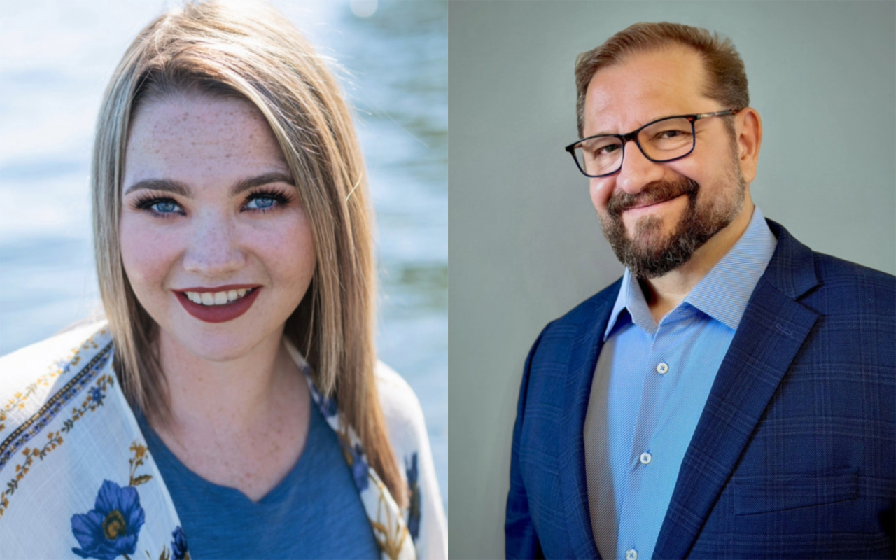 Promising Alum Shae-Lynn Mellors (left) and Distinguished Alum Neil Klompas (right)