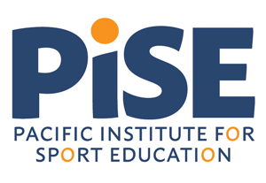 Donor logo - PISE (pacific institute for sport education) in blue text 