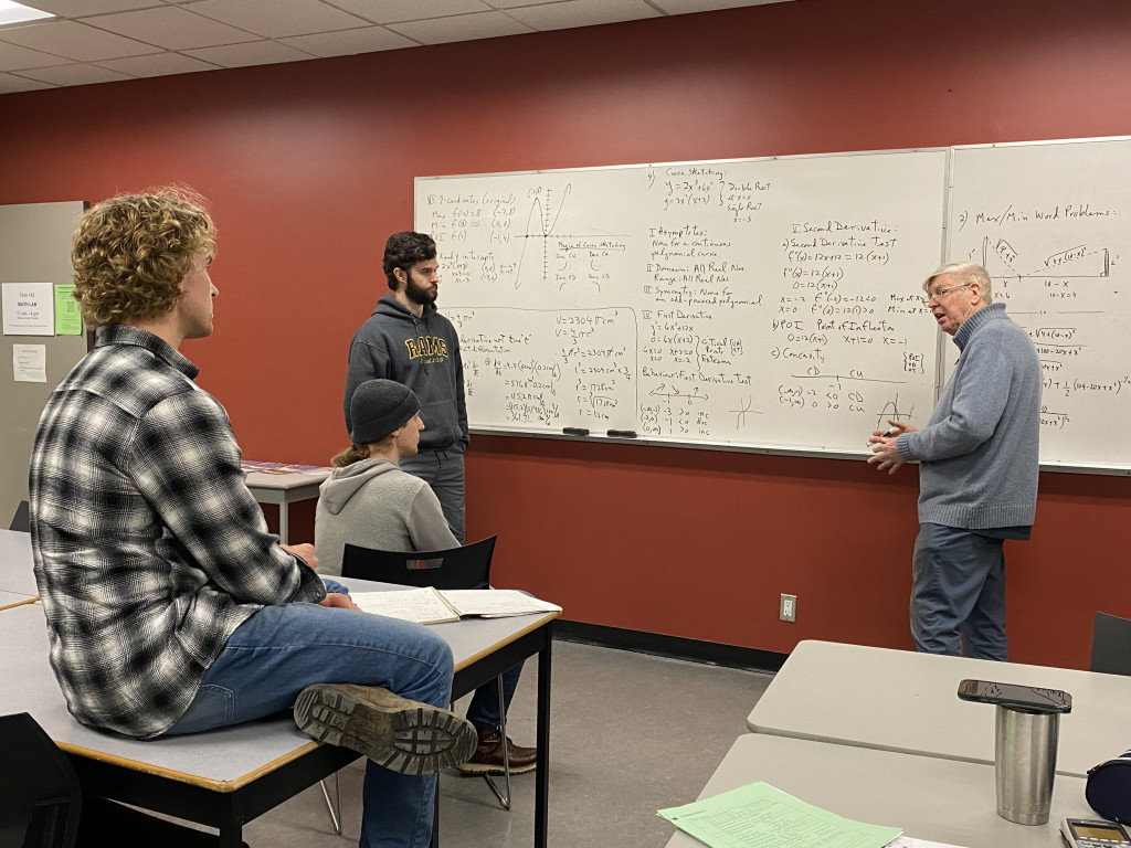 math class with student and whiteboard