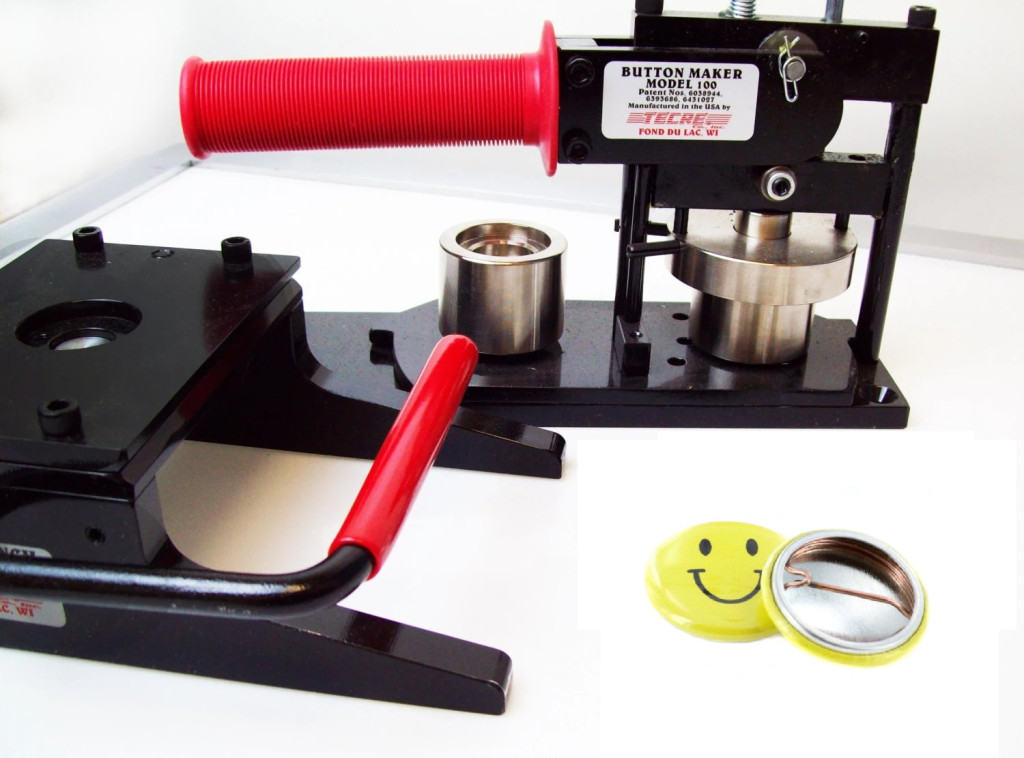 A button making machine.