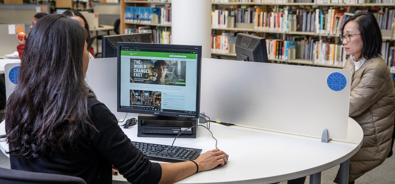 Camosun student enjoy using the computers in the library