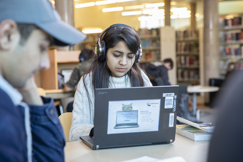 Using Library laptop and headphones