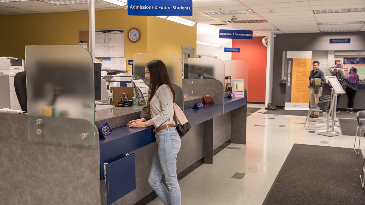 Admissions service counter