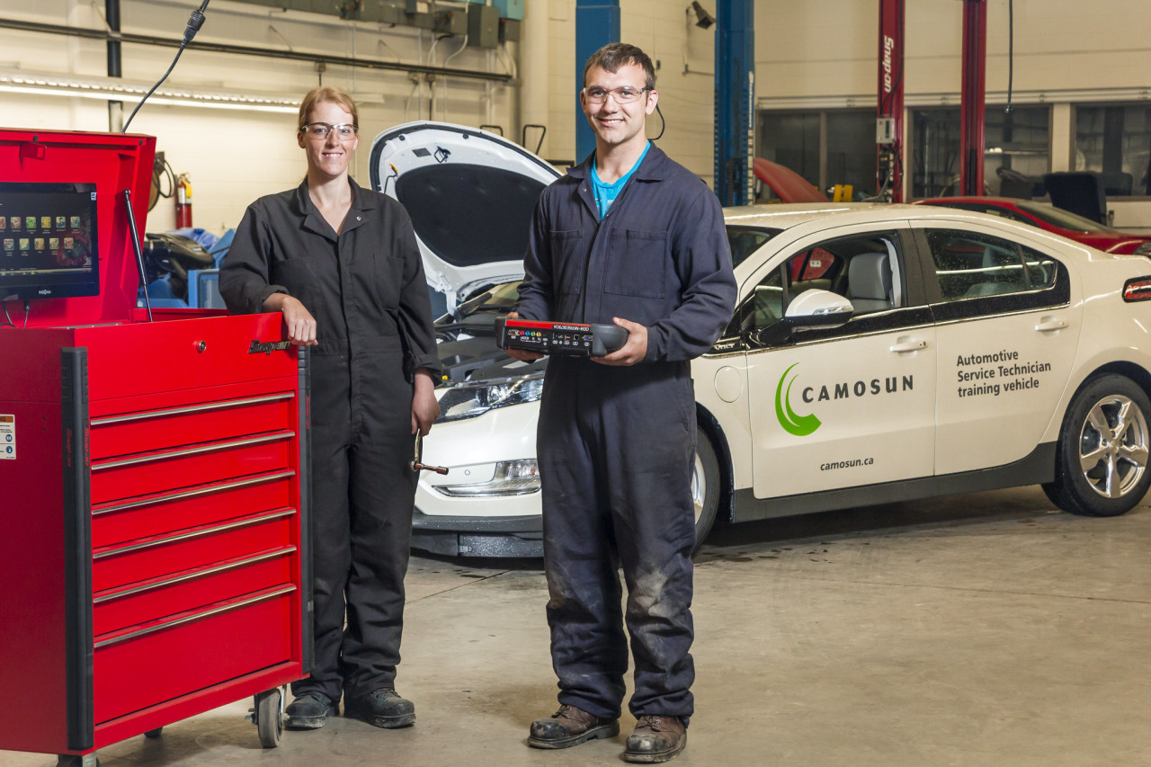 Two happy Automotive Service Technician Foundation students