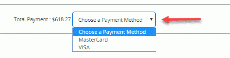 Select a payment method from the drop down menu.