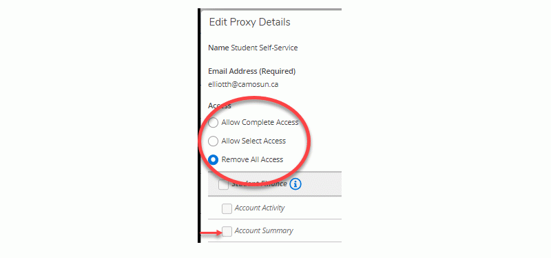 Click the buttons in the “Edit Proxy Details” pop-up box to change or remove access accordingly. Click “Save” to proceed. Your Proxy will receive an email notification regarding the changes to their access or removal of their access.