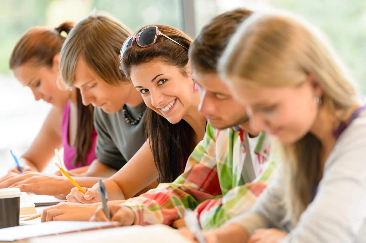 Students studying