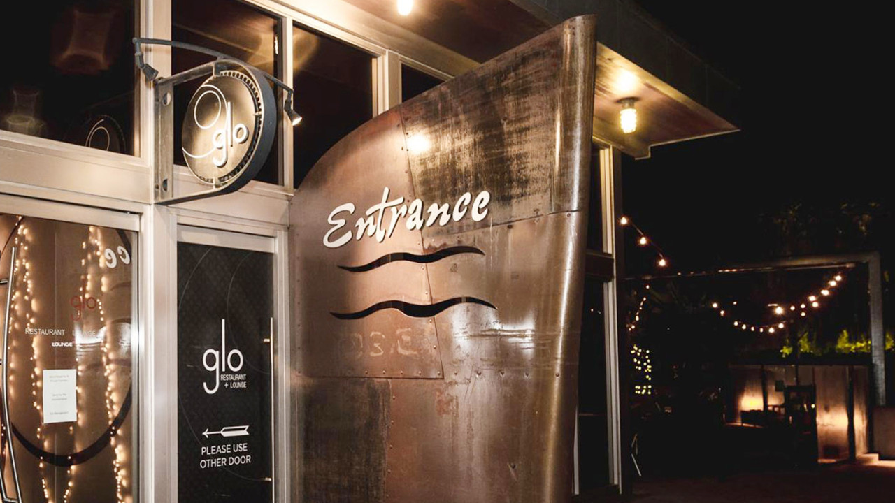 The entrance to Glo restaurant in Victoria 