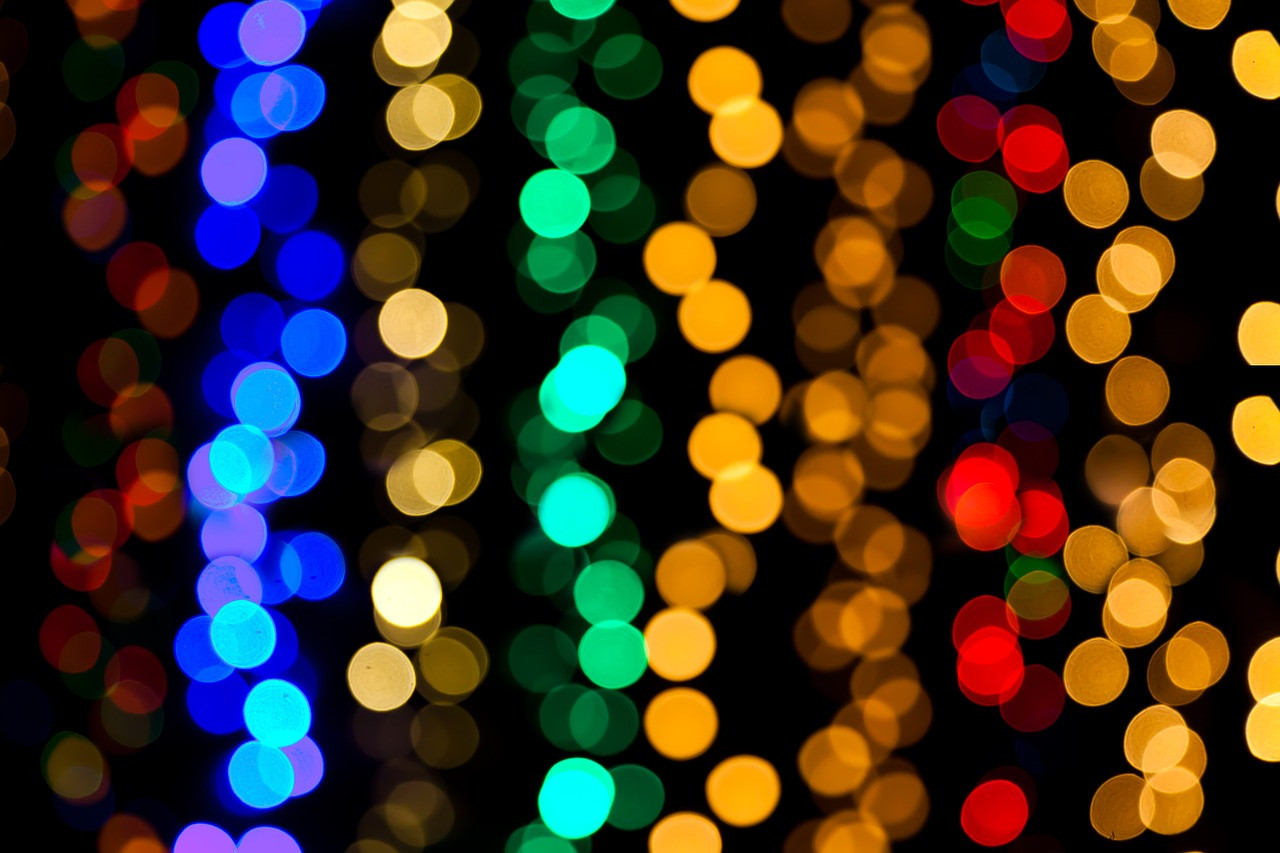 Strands of lights in multiple colours