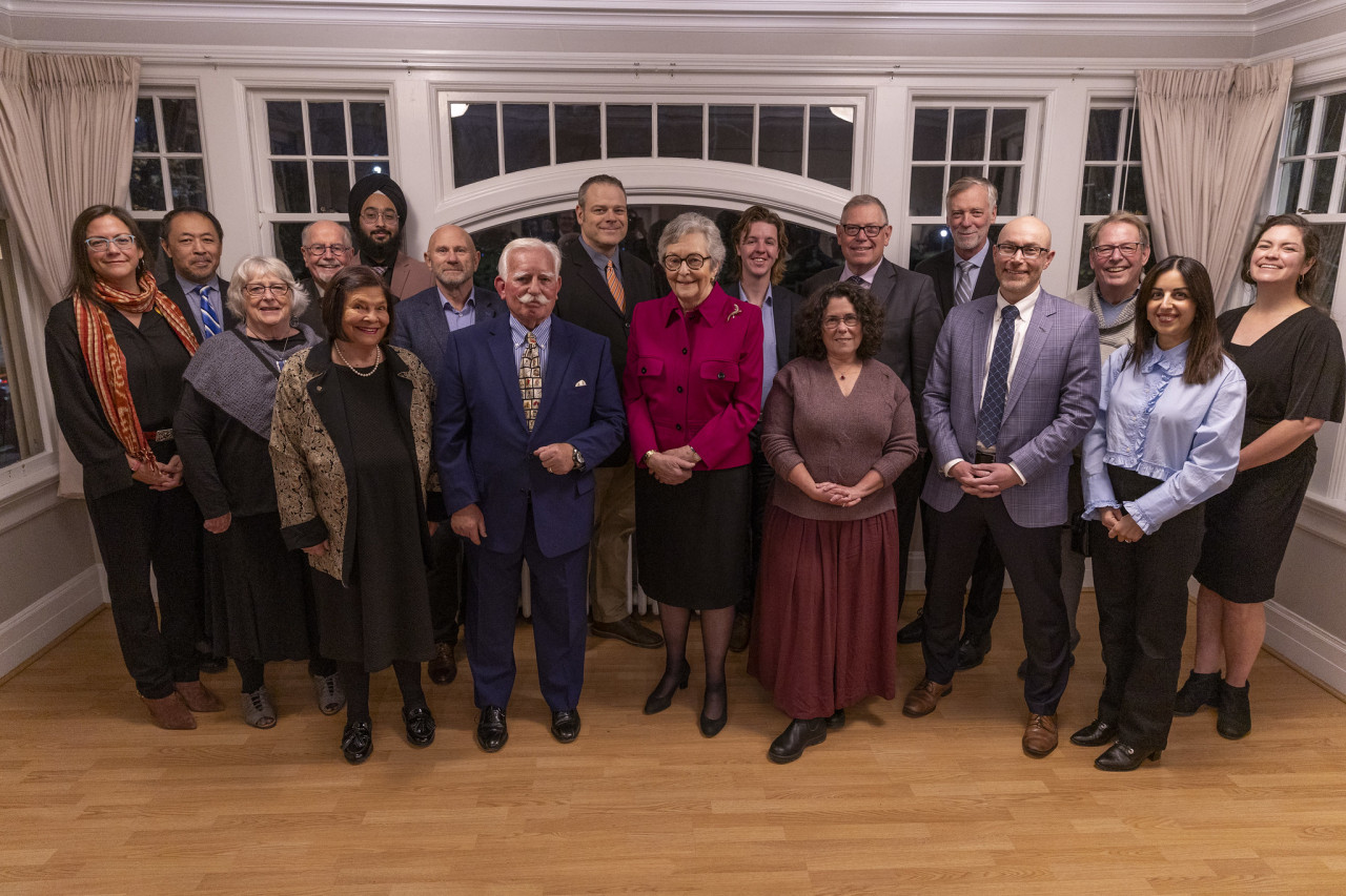 Past Presidents Liz Ashton, Lloyd Morin, and Sherri Bell celebrated Camosun's 50th Anniversary with the past Board Chairs on October 28, 2021