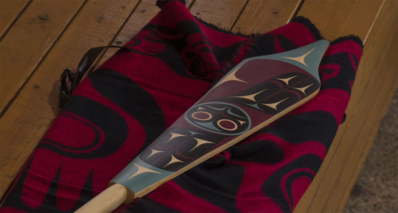 Indigenous paddle closeup