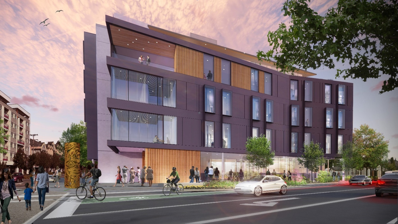 Outside rendering of the future Westshore campus, located at 798 Goldstream Ave.