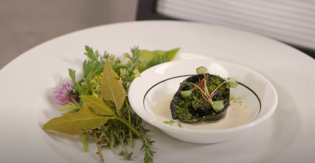 The team will be serving a black squid ink tortellini stuffed with smoked mussel meat, served over a dried tomato compote and topped with champagne mussel velouté.