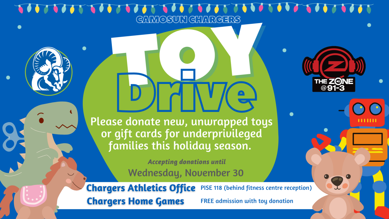The Chargers are holding a Toy Drive in November