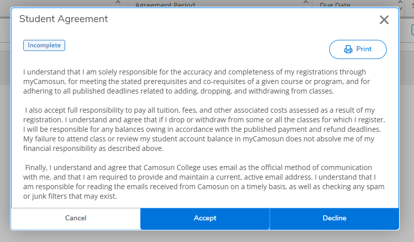 Required Agreements - Pop Up