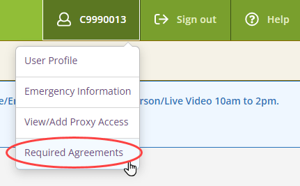 User Options - Required Agreements