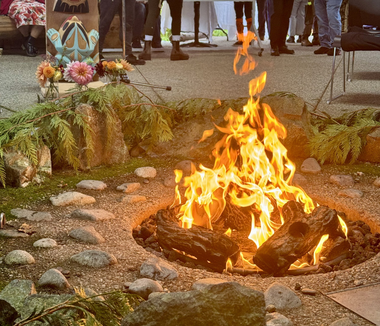 Fire pit at Na'tsa'maht, Lansdowne campus 