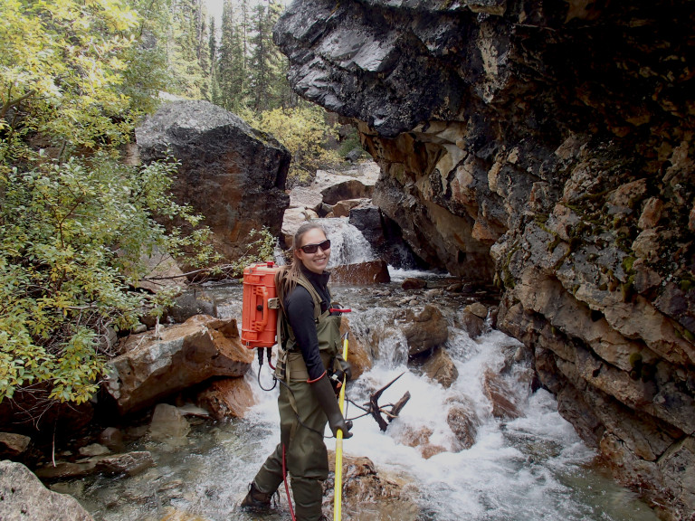 female student waterfall