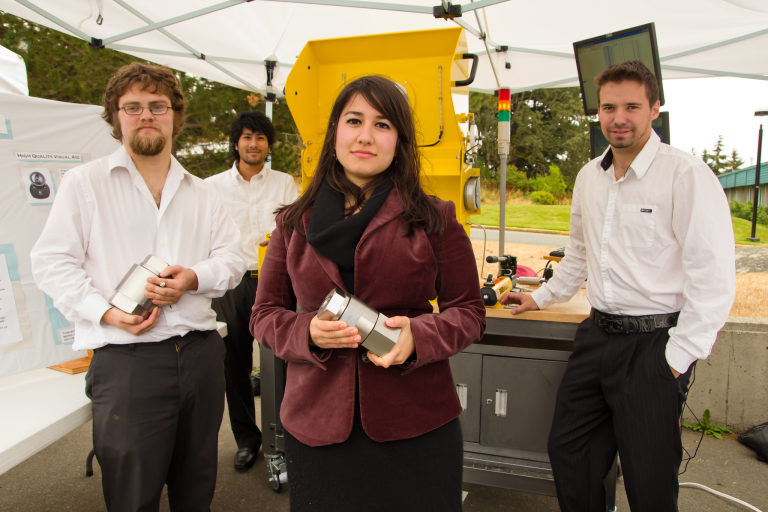 mechanical engineering students outside