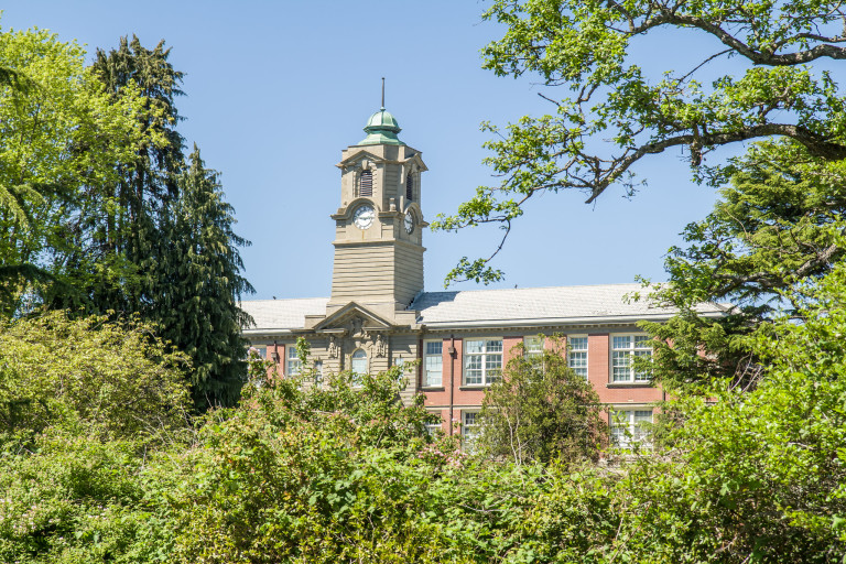 Building with a clock tower called Young Building located at Lansdowne campus 