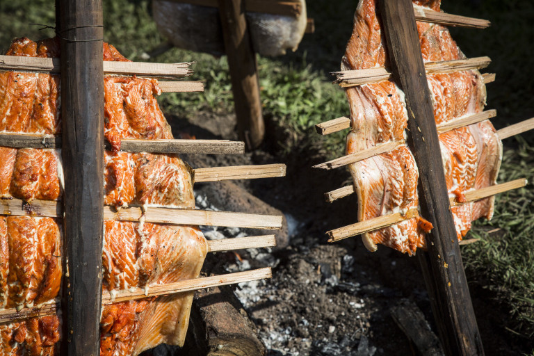 Pit Cook with salmon