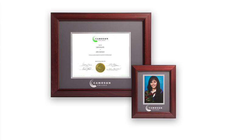 diploma and graduation portrait frames from the Camosun bookstore