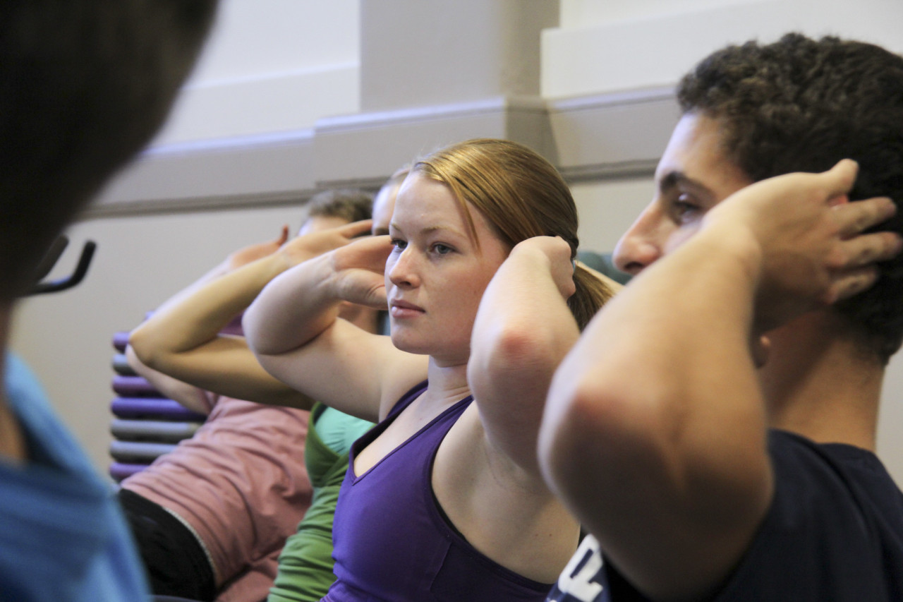 Students workout together in one of Camosun's fitness classes