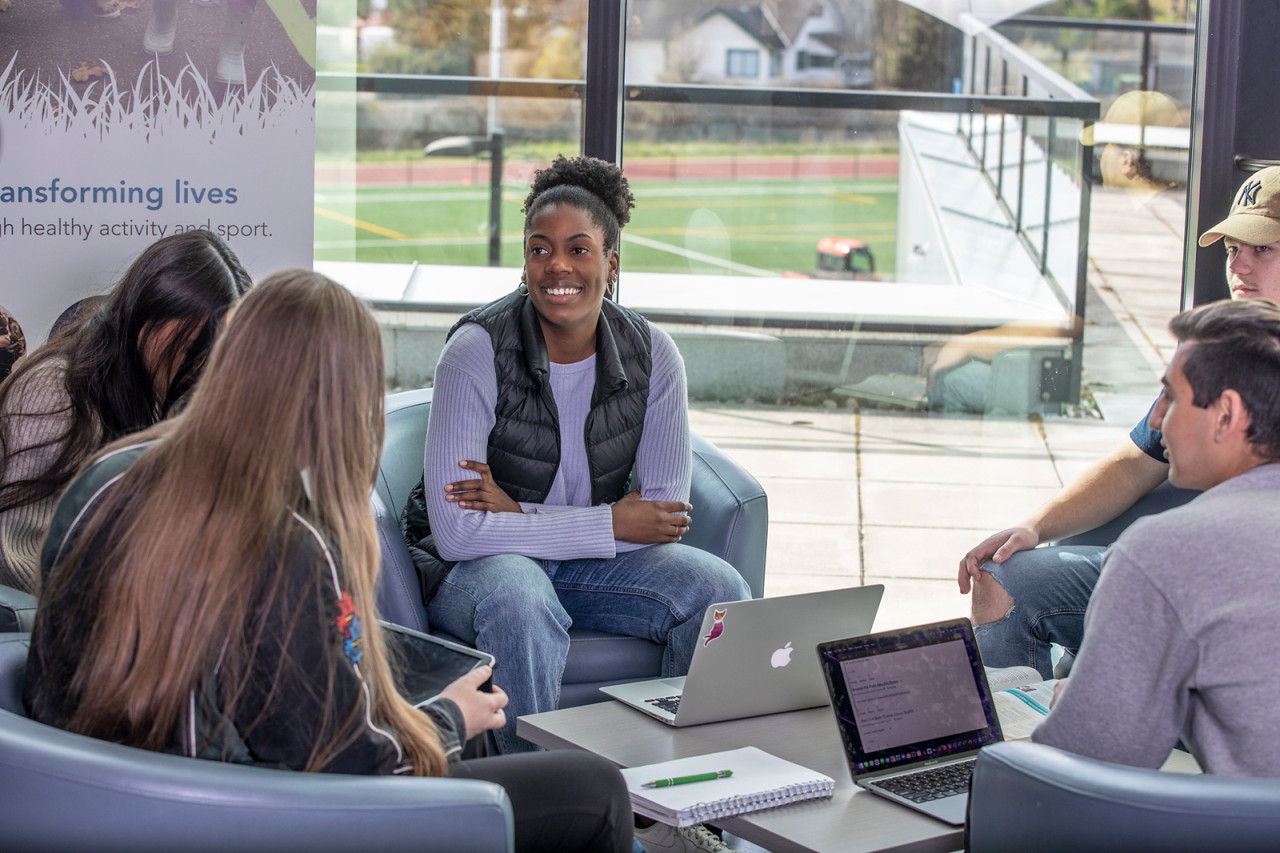 Sport and Exercise students hanging out on campus.