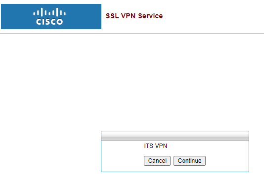 Cisco vpn service screen to click continue