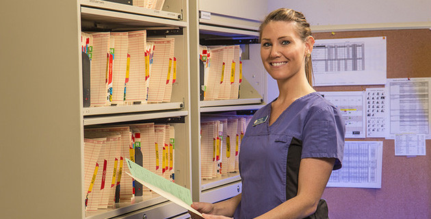 Medical Office Assistant student at work