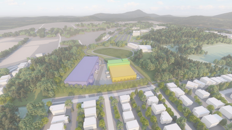 Concept image showing the proposed location of a film studio at Camosun College's Interurban campus