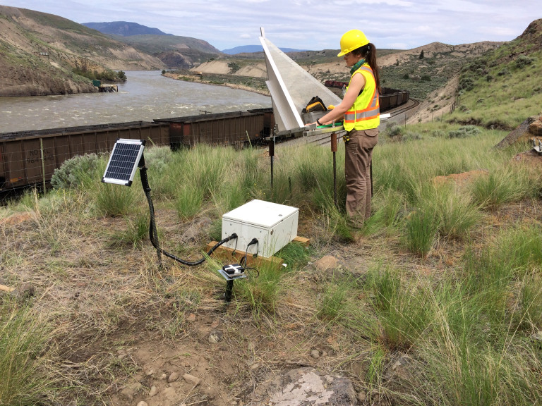 Student in the field on a co-op work term