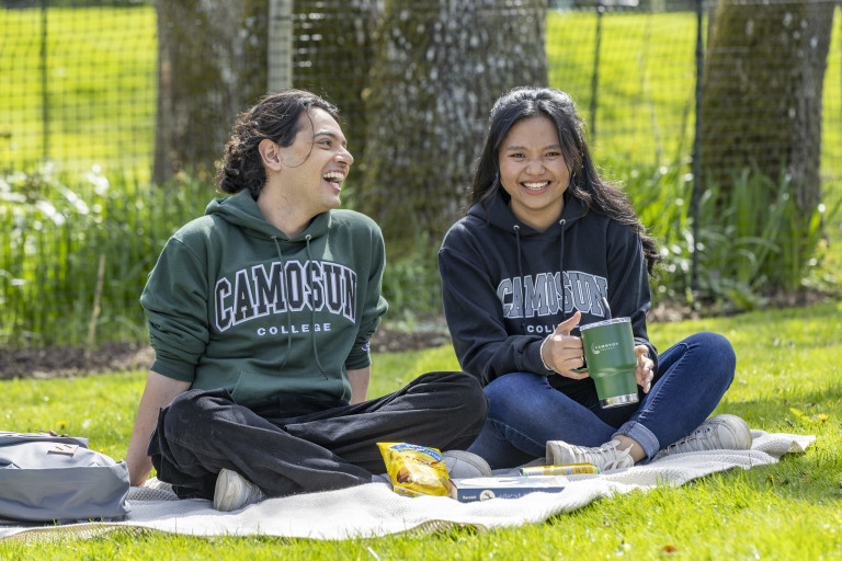 Students in grass